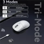 ATTACK SHARK X3 PAW3395 Bluetooth Mouse 2.4G Tri-Mode Connection,26000dpi,650IPS,49g Lightweight Macro Gaming Mouse
