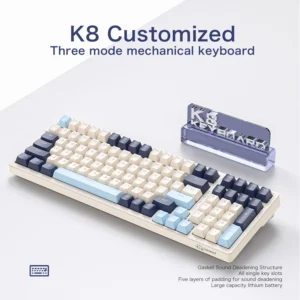 K8 Wireless Mechanical Keyboard Tri-mode Connection,100 Key,Full Key Hot Swap,lighting Effects,Gasket Muffler Structure, Laptops