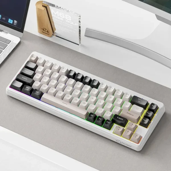 M68 Gaming Wireless Keyboard,Bluetoot Tri-Mode Connection, PBT Ball Cap, Rainbow Light, Suitable for Computers, Laptops, and Mac