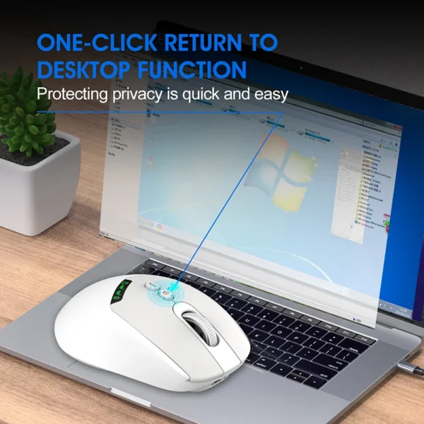 T02 Mute Wireless Mouse,With Display Screen, Noiseless Click,Bluetooth Dual-Mode,Wndows/Mac/IOS/Android