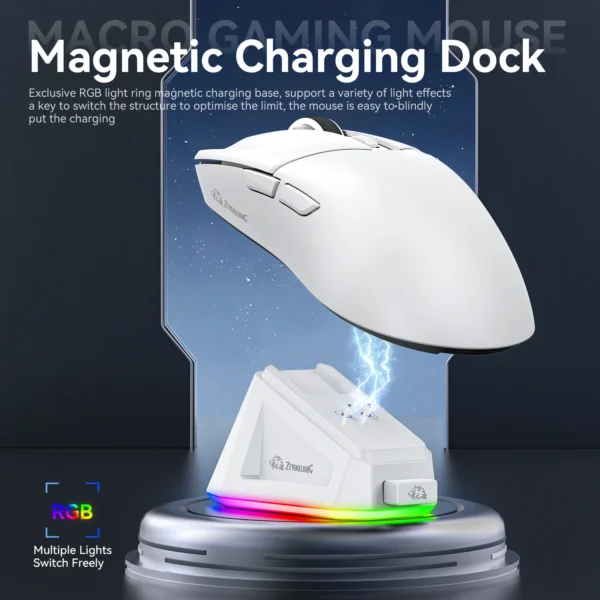 X2 Wireless Mouse,Tri-Mode Connection, PixArt PAW3311, Touch Magnetic Charging Base, Macro Gaming Mouse