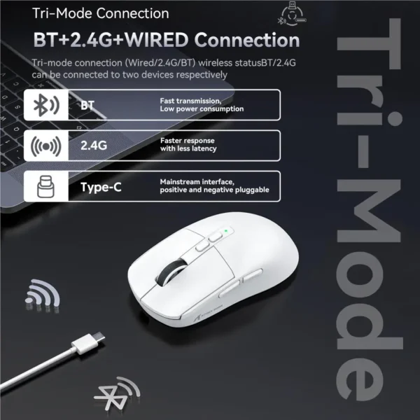 X6 Bluetooth Gaming Mouse,PAW3395,Tri-Mode Connection,RGB Touch Magnetic Charging Base, Macro Mouse