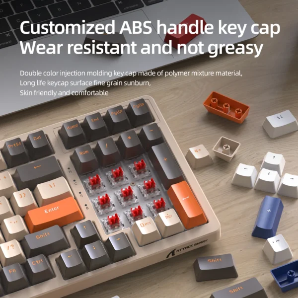 Attack Shark Wired Mechanical Keyboard ,Type-C Connection, Red Yellow Switch Custom RGB Effect Laptop,Mac,Android ﻿