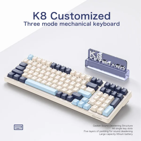 K8 Wireless Mechanical Keyboard Tri-mode Connection,100 Key,Full Key Hot Swap,lighting Effects,Gasket Muffler Structure, Laptops